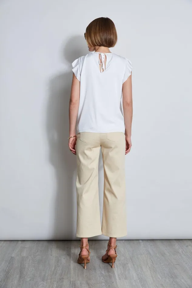 Elie Tahari Silk Ruffle Shirt Sky White Women Tops