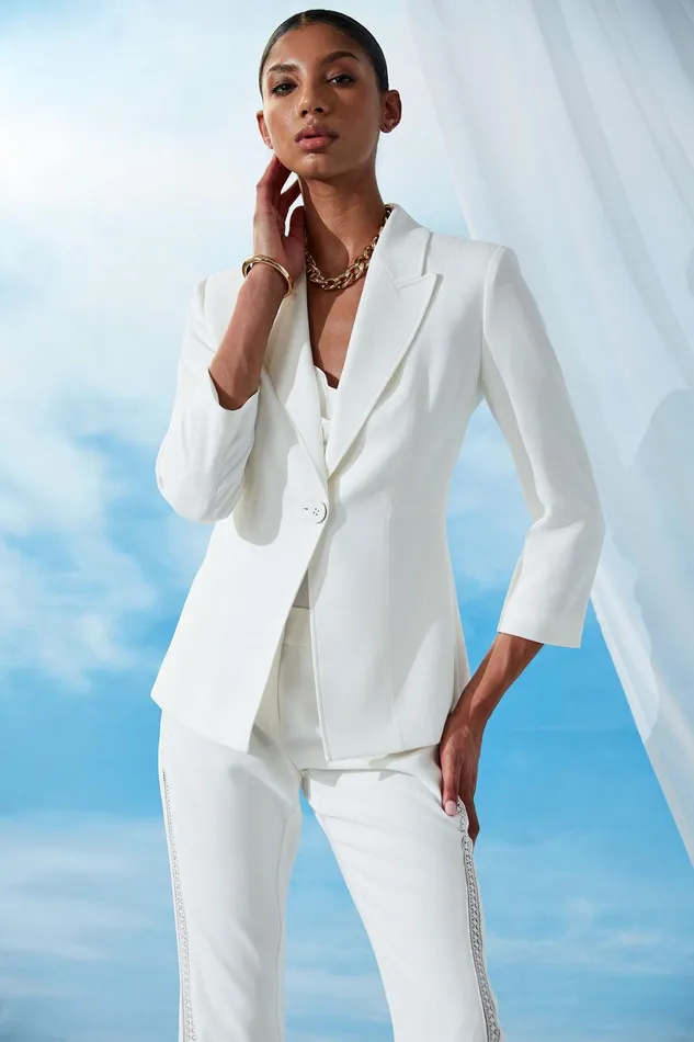 Elie Tahari Single Breasted Dart Blazer Foam Women Jackets and Blazers