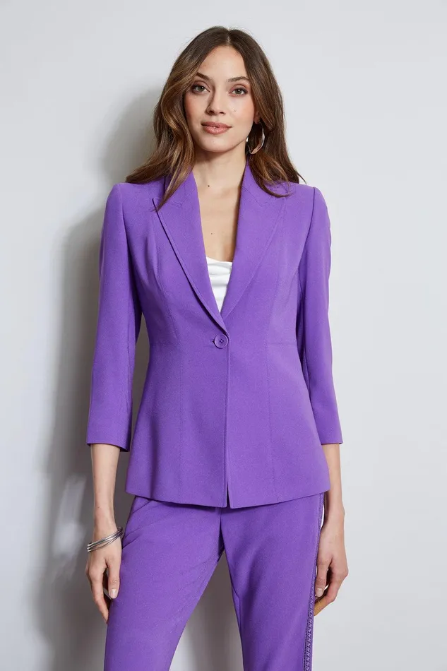 Elie Tahari Single Breasted Dart Blazer Violet Women Jackets and Blazers