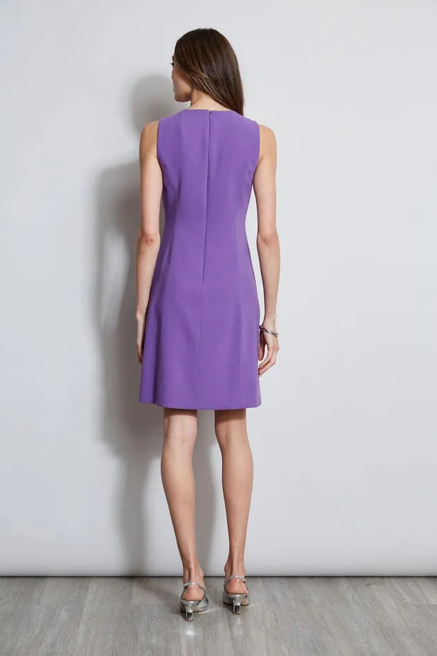Elie Tahari Sleeveless Keyhole Ring Dress Violet Women Dresses and Jumpsuits