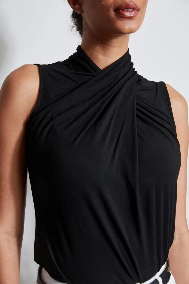 Elie Tahari Sleeveless Twist Knit Black Women Tops