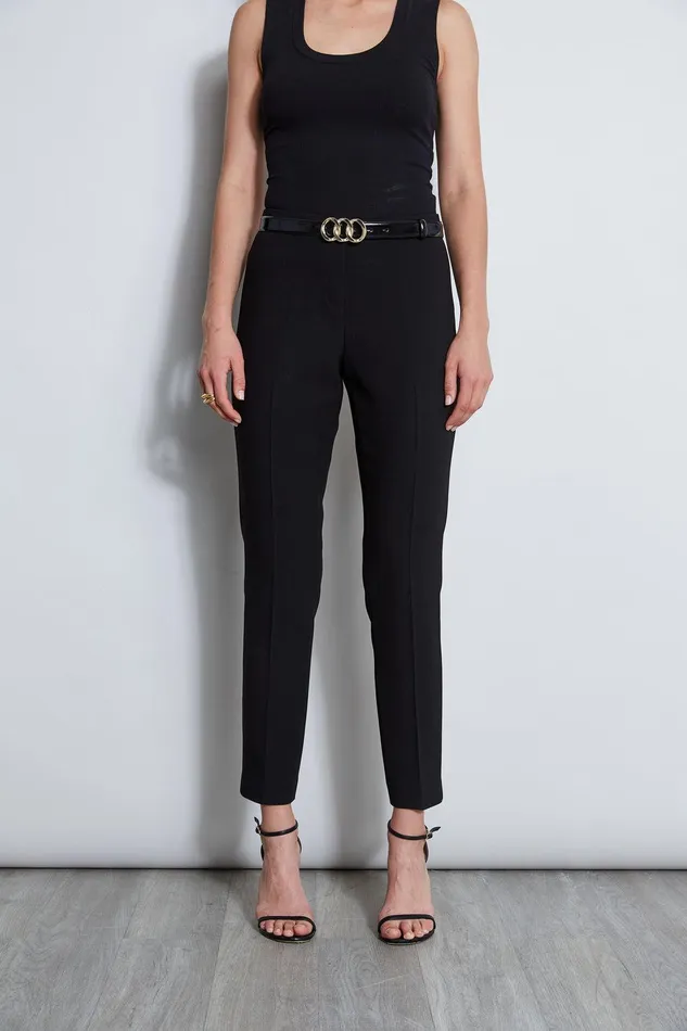 Elie Tahari Slim Fit Crepe Pant Black Women Bottoms