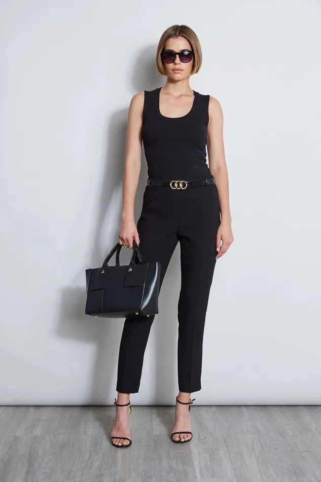 Elie Tahari Slim Fit Crepe Pant Black Women Bottoms