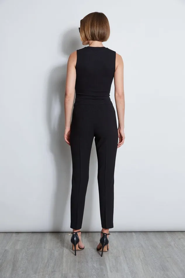Elie Tahari Slim Fit Crepe Pant Black Women Bottoms