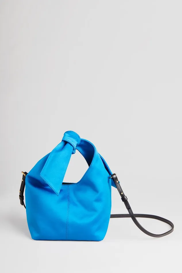 Elie Tahari Small Satin Knot Handbag Persian Blue Women Handbags