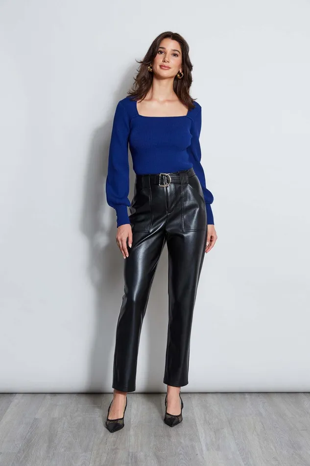 Elie Tahari Square Neck Sweater Twilight Women Tops