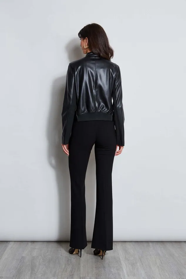 Elie Tahari Vegan Leather Moto Jacket Noir Women Suiting