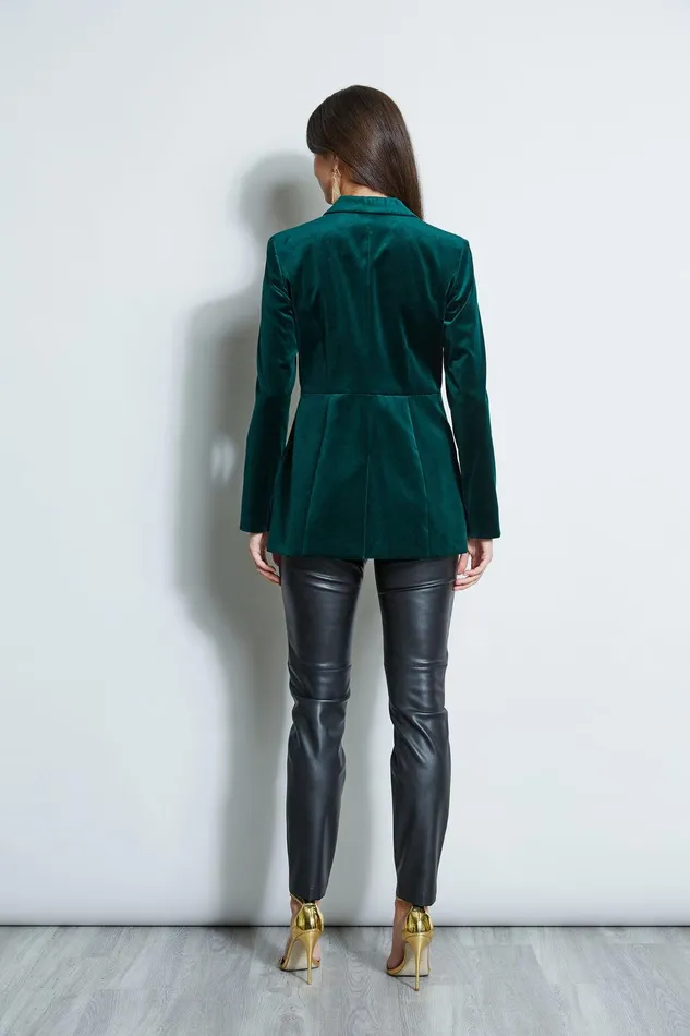 Elie Tahari Velvet Blazer Bottle Green Women Jackets and Blazers