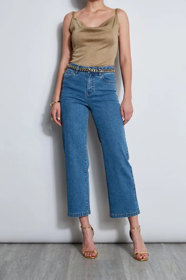 Elie Tahari Wide Leg Jean Medium Wash Women Bottoms
