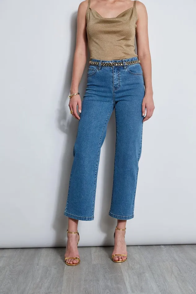Elie Tahari Wide Leg Jean Medium Wash Women Bottoms
