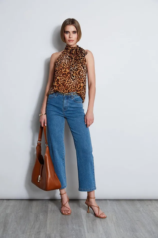 Elie Tahari Wide Leg Jean Medium Wash Women Bottoms
