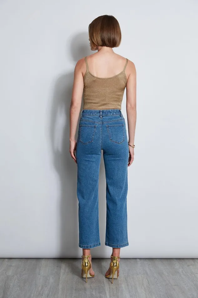 Elie Tahari Wide Leg Jean Medium Wash Women Bottoms