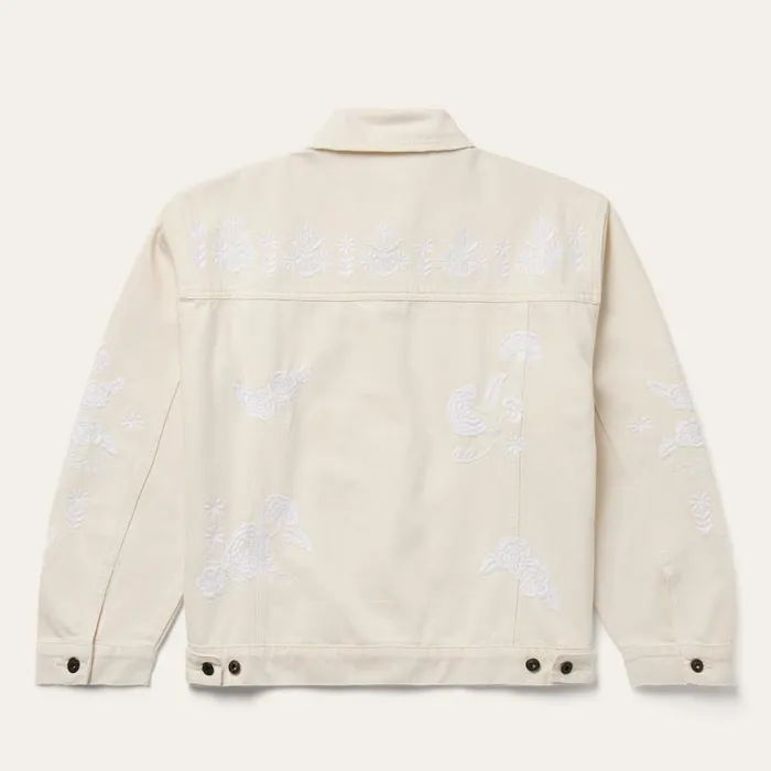 Embroidered Cream Denim Jacket White Women Stetson Jackets