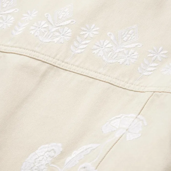 Embroidered Cream Denim Jacket White Women Stetson Jackets