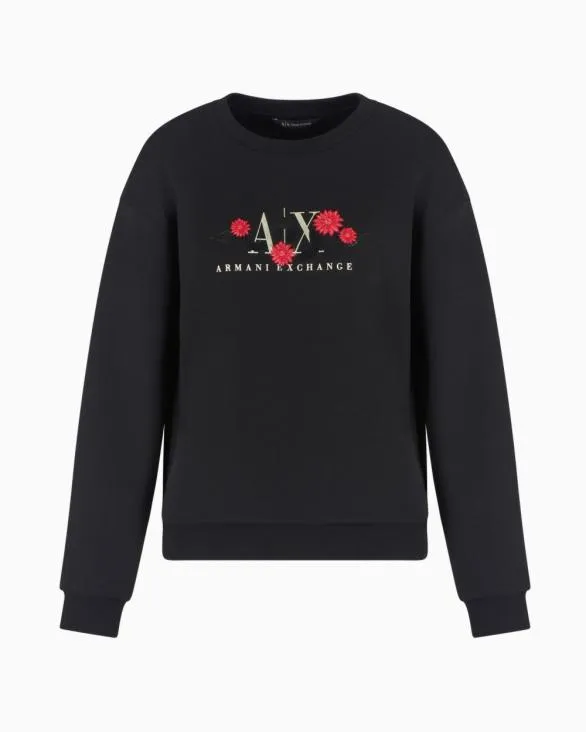 Embroidery Sweatshirt Black Women Armani Matching Sets