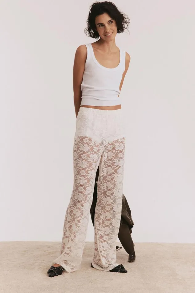Emmeline Lace Pant Cream Women Cotton On Pants