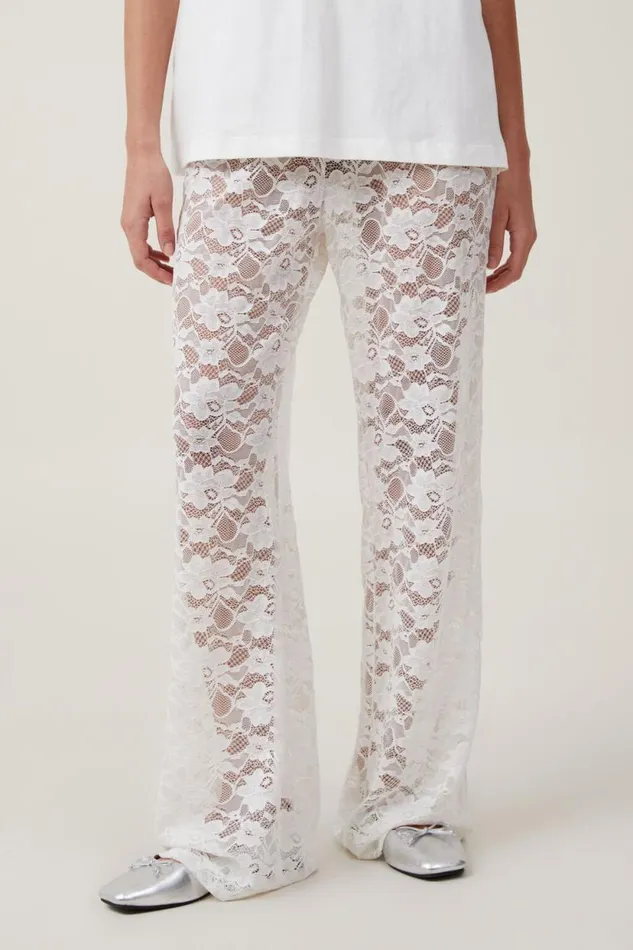 Emmeline Lace Pant Cream Women Cotton On Pants