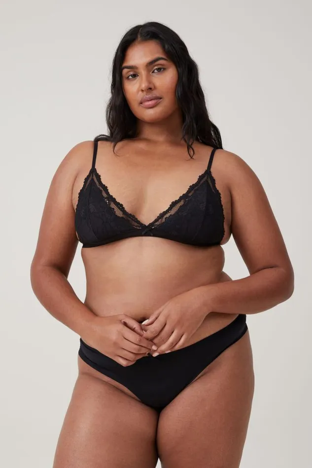 Everyday Lace Triangle Padded Bralette Black Women Cotton On Bras