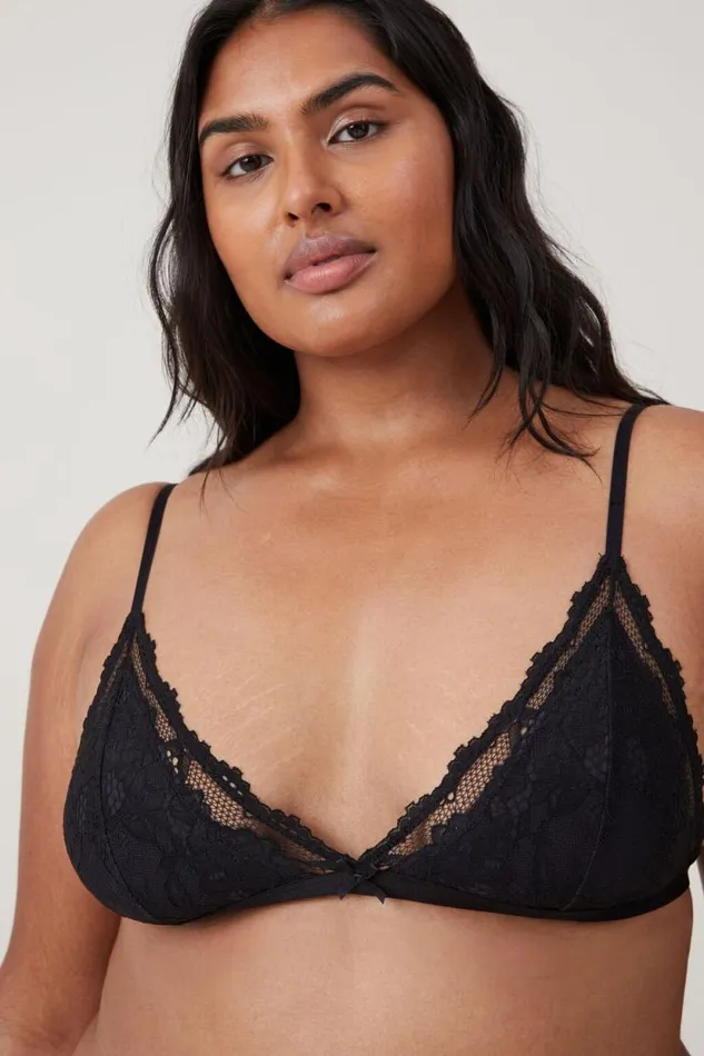 Everyday Lace Triangle Padded Bralette Black Women Cotton On Bras