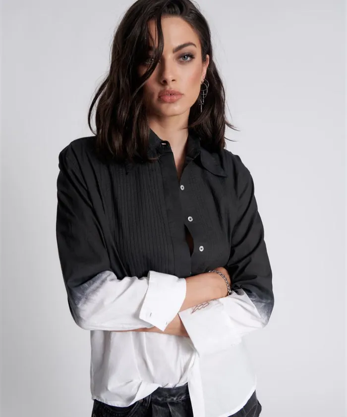 FADE OUT TUXEDO SHIRT Women One Teaspoon Shirts FADE OUT TUXEDO SHIRT Women One Teaspoon Shirts