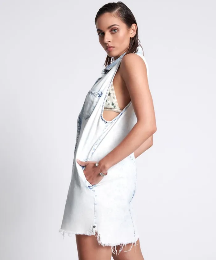 FADED ACID MINI BRAXTON DRESS Women One Teaspoon Denim Dresses FADED ACID MINI BRAXTON DRESS Women One Teaspoon Denim Dresses