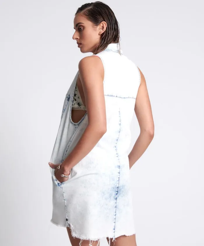 FADED ACID MINI BRAXTON DRESS Women One Teaspoon Denim Dresses FADED ACID MINI BRAXTON DRESS Women One Teaspoon Denim Dresses