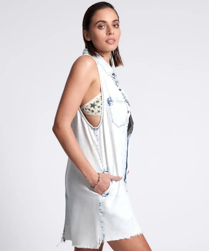 FADED ACID MINI BRAXTON DRESS Women One Teaspoon Denim Dresses FADED ACID MINI BRAXTON DRESS Women One Teaspoon Denim Dresses