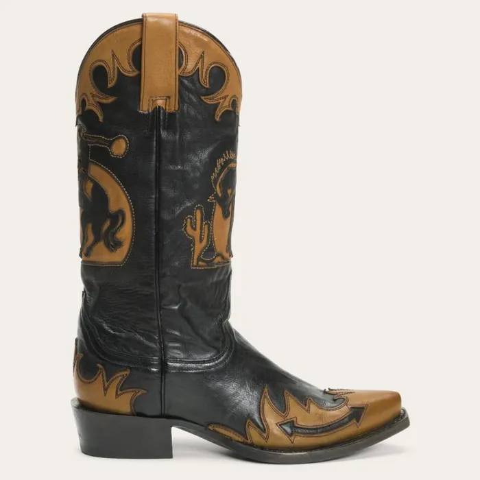 Faye Cowgirl and Horse Underlay Leather Boot Black Women Stetson Western