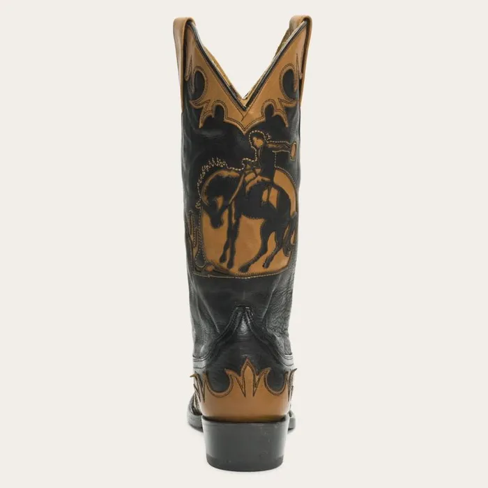 Faye Cowgirl and Horse Underlay Leather Boot Black Women Stetson Western