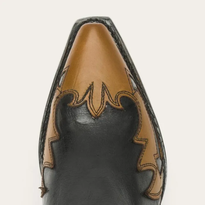 Faye Cowgirl and Horse Underlay Leather Boot Black Women Stetson Western