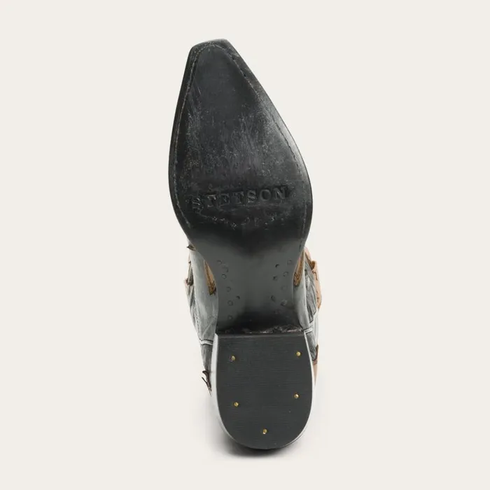 Faye Cowgirl and Horse Underlay Leather Boot Black Women Stetson Western