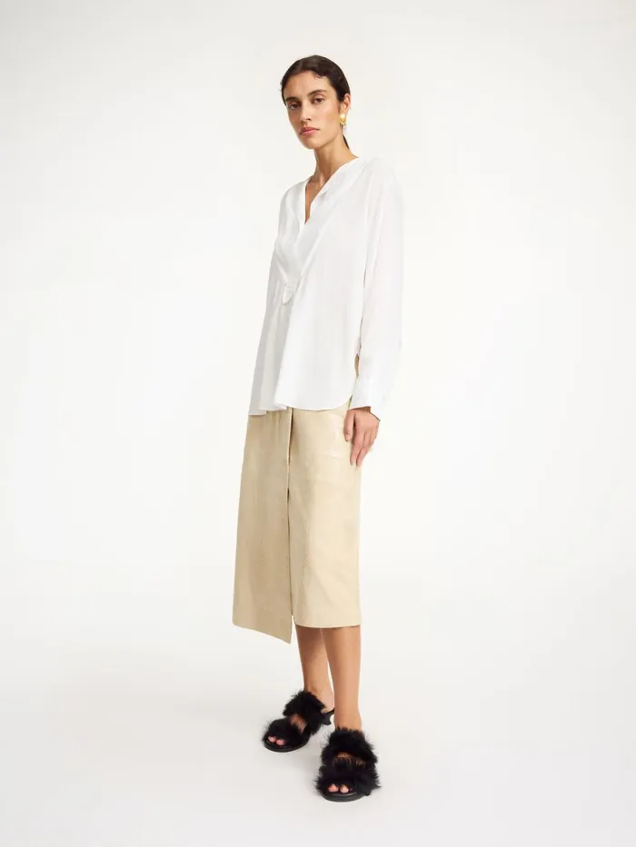 Fayette SilkBlend Shirt Pure White Women By Malene Birger Tops and Blouses