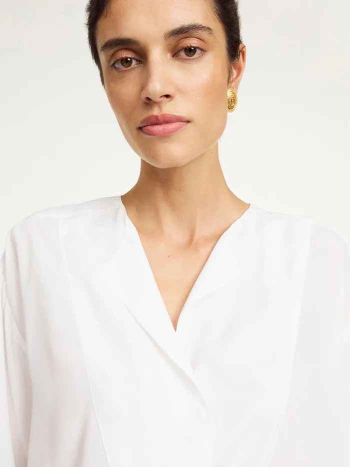 Fayette SilkBlend Shirt Pure White Women By Malene Birger Tops and Blouses