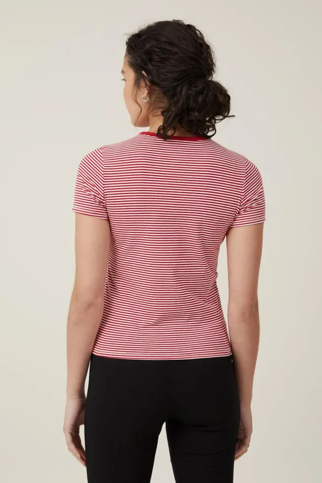 Fitted Graphic Longline Tee Berry Red White Stripe Women Cotton On Tops Fitted Graphic Longline Tee Berry Red White Stripe Women Cotton On Tops
