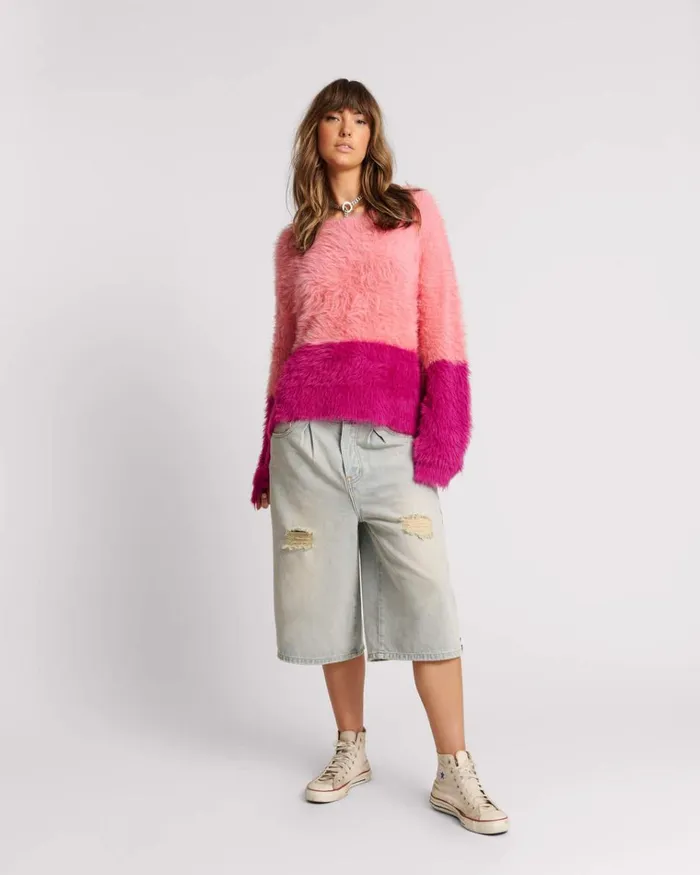 FLUFFY COLOUR BLOCK SWEATER Women One Teaspoon Knitwear FLUFFY COLOUR BLOCK SWEATER Women One Teaspoon Knitwear