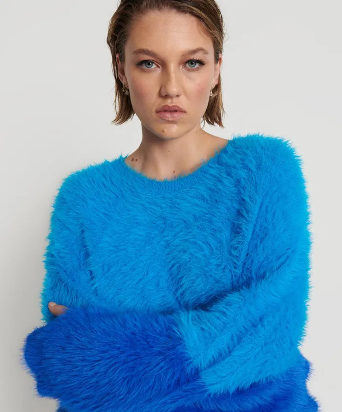 FLUFFY COLOUR BLOCKED SWEATER Women One Teaspoon Knitwear