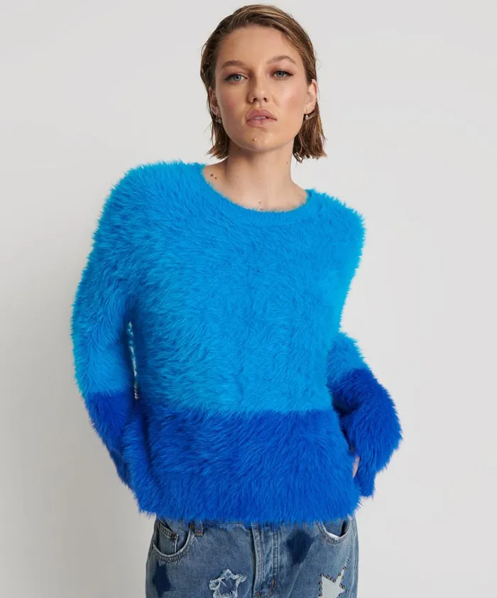 FLUFFY COLOUR BLOCKED SWEATER Women One Teaspoon Knitwear FLUFFY COLOUR BLOCKED SWEATER Women One Teaspoon Knitwear