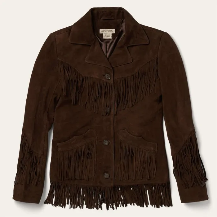 Fringe Suede Jacket Chocolate Women Stetson Fringe Jackets