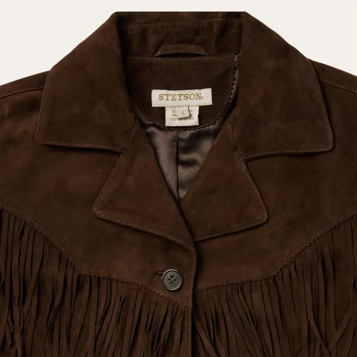 Fringe Suede Jacket Chocolate Women Stetson Fringe Jackets
