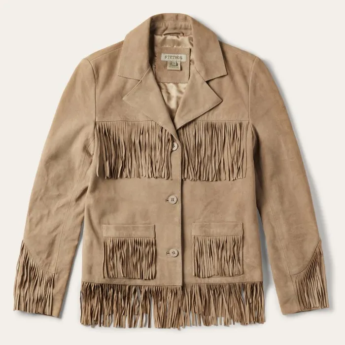 Fringe Suede Jacket Light Tan Women Stetson Jackets