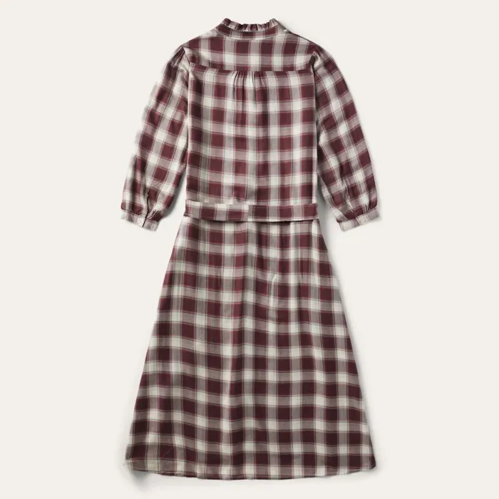 Gaucho Plaid Prairie Shirt Dress Wine Women Stetson Shirt Dresses