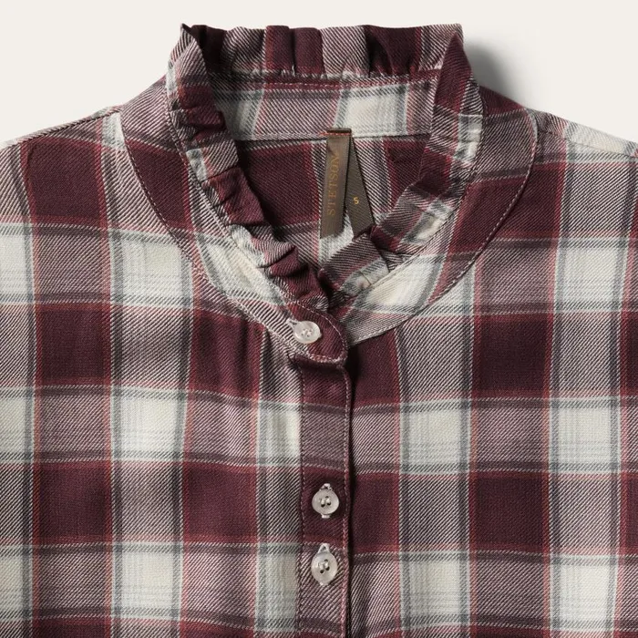 Gaucho Plaid Prairie Shirt Dress Wine Women Stetson Shirt Dresses