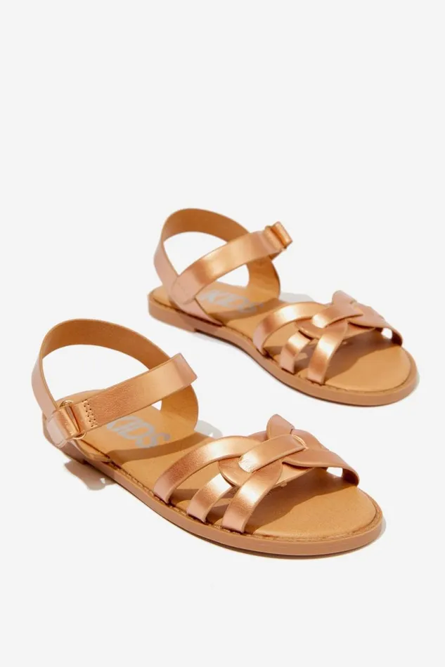 Georgie Cross Over Sandal Rose Gold Girls Cotton On Flats and Sandals Georgie Cross Over Sandal Rose Gold Girls Cotton On Flats and Sandals