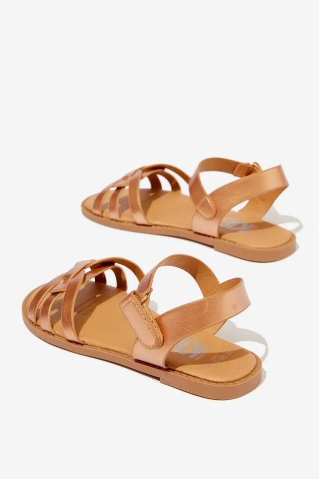 Georgie Cross Over Sandal Rose Gold Girls Cotton On Flats and Sandals Georgie Cross Over Sandal Rose Gold Girls Cotton On Flats and Sandals