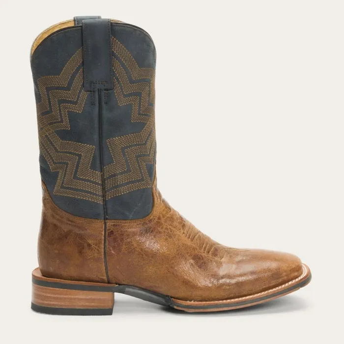 Goddard Burnished Blue and Brown Leather Boot Brown Men Stetson Western