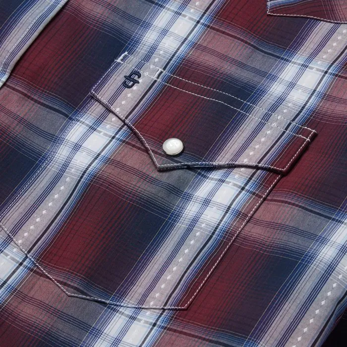 Good Luck Plaid Western Shirt Wine Men Stetson Classic Cut
