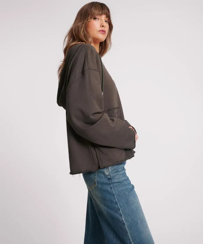 GRAFFITI BIRD OVERSIZED POCKET HOODIE Women One Teaspoon Hoodies And Sweats