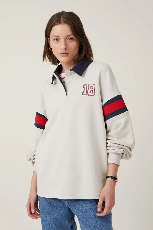 Graphic Oversized Long Sleeve Polo Monaco Light Stone Crimson Women Cotton On Tops Graphic Oversized Long Sleeve Polo Monaco Light Stone Crimson Women Cotton On Tops