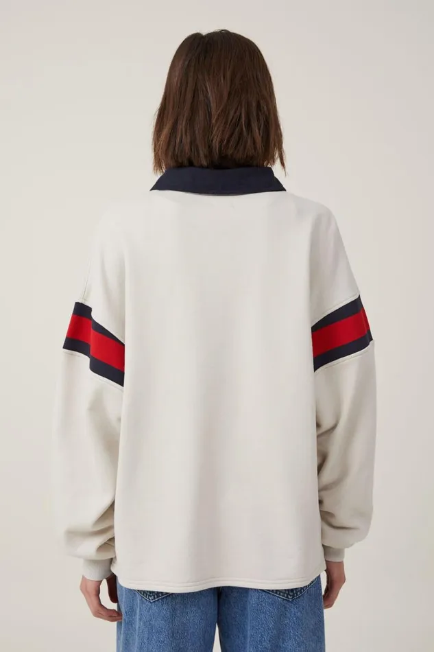 Graphic Oversized Long Sleeve Polo Monaco Light Stone Crimson Women Cotton On Tops Graphic Oversized Long Sleeve Polo Monaco Light Stone Crimson Women Cotton On Tops