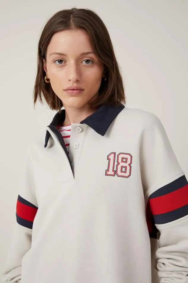 Graphic Oversized Long Sleeve Polo Monaco Light Stone Crimson Women Cotton On Tops Graphic Oversized Long Sleeve Polo Monaco Light Stone Crimson Women Cotton On Tops